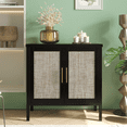 thumbnail image 1 of RichYa 31.5'' Rattan Storage Cabinet for Entryway Living Room Buffet Cabinet Sideboard Cupboard Black, 1 of 6