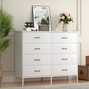 RichYa 47.2'' Chest of 8 Drawers, Storage Drawer Dresser for Bedroom, Living Room, Hallway, White