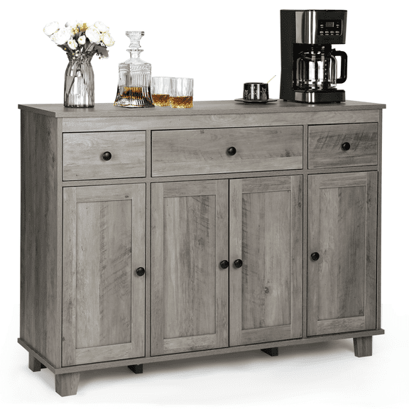 RichYa 47.2'' Sideboard Buffet Cabinet with 3 Drawers & 4 Doors, Coffee Bar for Kitchen, Dining Room Chest