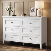 RichYa 6 Drawer Dresser for Bedroom,Chest of Drawers with Metal Knobs,Dresser for Closet,White,Adult