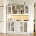 thumbnail image 1 of RichYa Kitchen Pantry with RGB LED Light,3 Drawers Hutch Storage Cabinet with Doors & Adjustable Shelves,Cupboard Buffet for Dining Room,White, 1 of 8