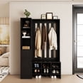 thumbnail image 1 of RichYa 65"H Hall Tree with Bench & Shoe Storage,Freestanding Coat Rack with Narrow Cabinets for Entryway, Living Room, Black(D), 1 of 7