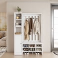 thumbnail image 1 of RichYa 65"H Hall Tree with Bench & Shoe Storage,Freestanding Coat Rack with Narrow Cabinets for Entryway, Living Room, White(D), 1 of 7