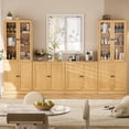 thumbnail image 1 of RichYa 4Pcs Kitchen Pantry Storage Cabinet,Modular Furniture Cabinets with Display Glass Doors,Hutch Buffet Cabinet with Shelves for Dining Room,Wood, 1 of 10