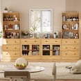 thumbnail image 1 of RichYa 4Pcs Kitchen Pantry Storage Cabinet,Modular Furniture Cabinets with Drawers,Hutch Buffet Cabinet with Display Glass Doors for Dining Room,Wood, 1 of 10
