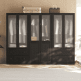 thumbnail image 1 of RichYa 3Pcs Armoire Wardrobe Closet with Hanging Rod,Clothes Storage Cabinet with Fluted Glass,Large Closet Organizer for Bedroom,Black(AAC), 1 of 13