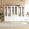 thumbnail image 1 of RichYa 3Pcs Armoire Wardrobe Closet with Hanging Rod,Clothes Storage Cabinet with Fluted Glass,Large Closet Organizer for Bedroom,White(AAC), 1 of 13