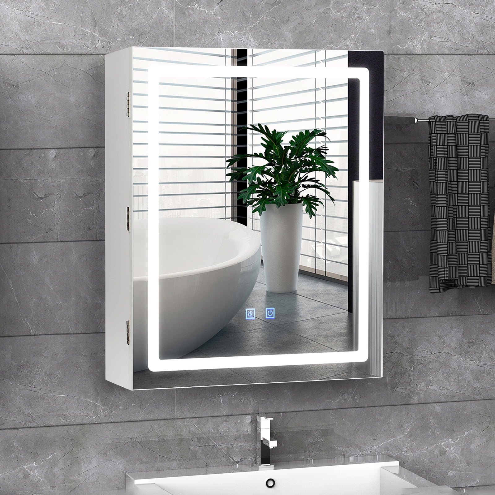 RichYa Bathroom Medicine with LED Lighting and Defogger