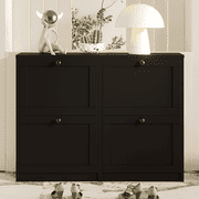 RichYa Black Shoe Cabinet with 4 Flip Drawers Freestanding Shoe Rack for Entryway Hallway Living Room