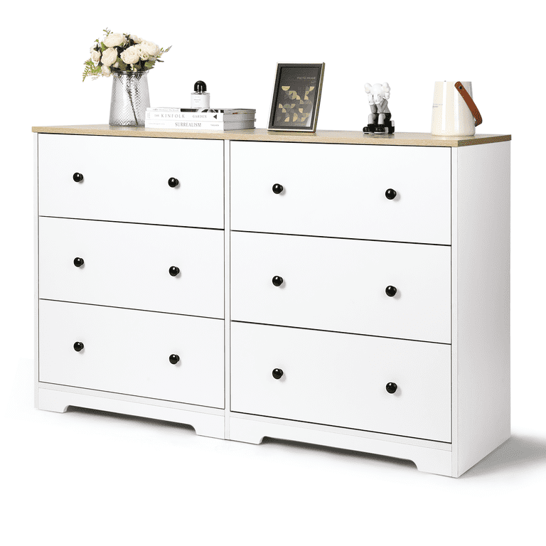 RichYa 6-Drawer Wooden Dresser, Modern Bedroom Chest, Clothes Organizer, Ivory  White - Walmart.com