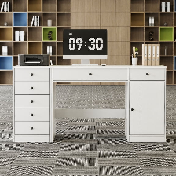 RichYa Executive Computer Desk with 7 Drawers,Modern Writing Desk for Study, Workstation for Home Office