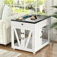 thumbnail image 1 of RichYa Furniture Style Dog Crate End Table, Wooden Dog Kennel with Dual USB Charging Station, for Dogs Under 40 lbs Indoor Use, White, M Size, 1 of 8