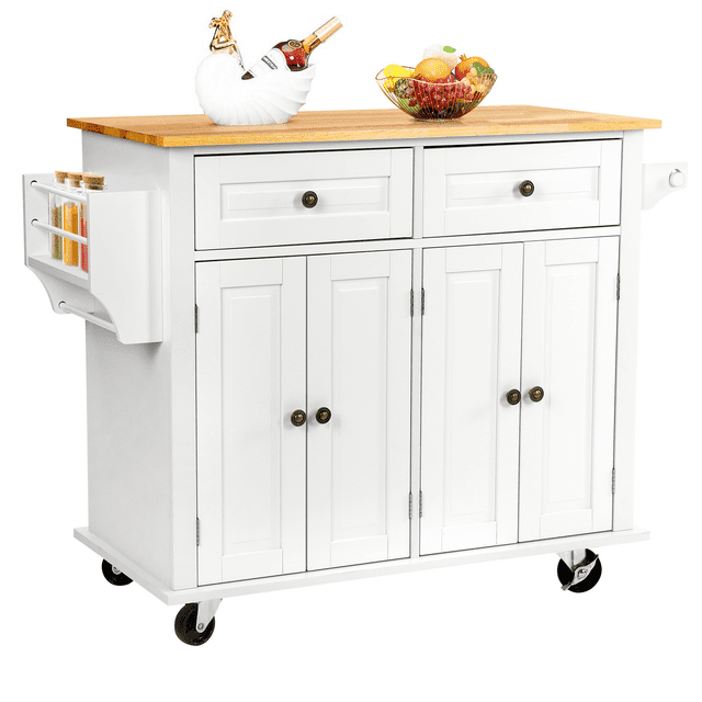 RichYa Large Portable Kitchen Island with Storage, Moveable Rolling
