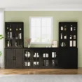 thumbnail image 1 of RichYa Kitchen Pantry Cabinet Set of 4,94" W Buffet Sideboard Coffee Bar with Glass Door Hutch,Modular Storage Cabinets with Display Shelves for Dining Room,Black(BFFB), 1 of 10