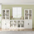 thumbnail image 1 of RichYa Kitchen Pantry Cabinet Set of 4,94" W Buffet Sideboard Coffee Bar with Glass Door Hutch,Modular Storage Cabinets with Display Shelves for Dining Room,White(BFFB), 1 of 10