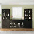 thumbnail image 1 of RichYa Kitchen Pantry Cabinet Set of 4,94" W Buffet Sideboard Coffee Bar with Glass Door Hutch,Modular Storage Cabinets with Shelves & Drawers for Dining Room,Black(DEED), 1 of 10