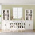 thumbnail image 1 of RichYa Kitchen Pantry Cabinet Set of 4,94" W Buffet Sideboard Coffee Bar with Glass Door Hutch,Modular Storage Cabinets with Shelves & Drawers for Dining Room,White(BEEB), 1 of 10