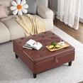 thumbnail image 1 of RichYa Large Square Storage Ottoman with Storage Toy Box for Living Room, Dark Brown Faux Leather, 1 of 8