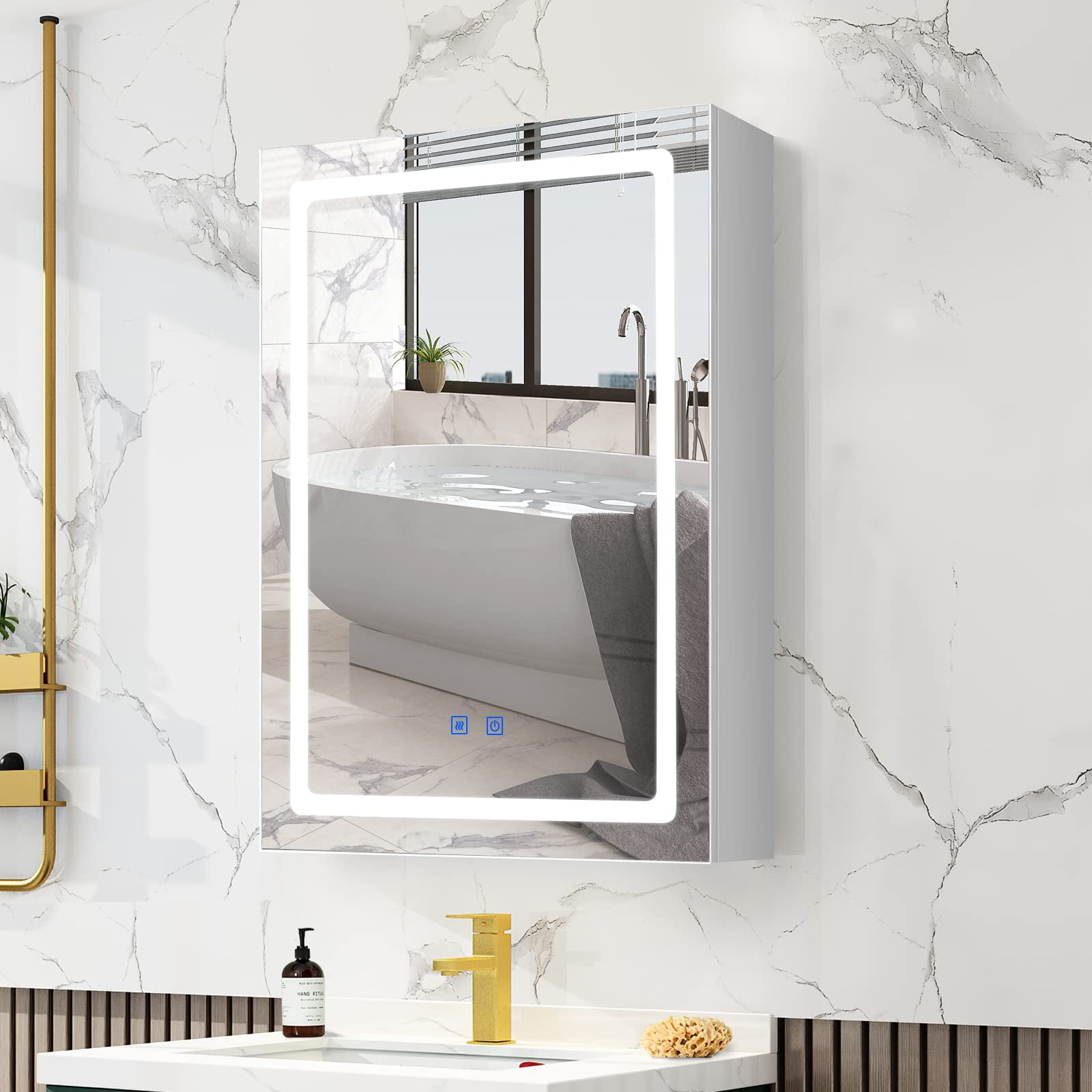 RichYa Medicine with LED Mirror AntiFog Lighted Bathroom Wall