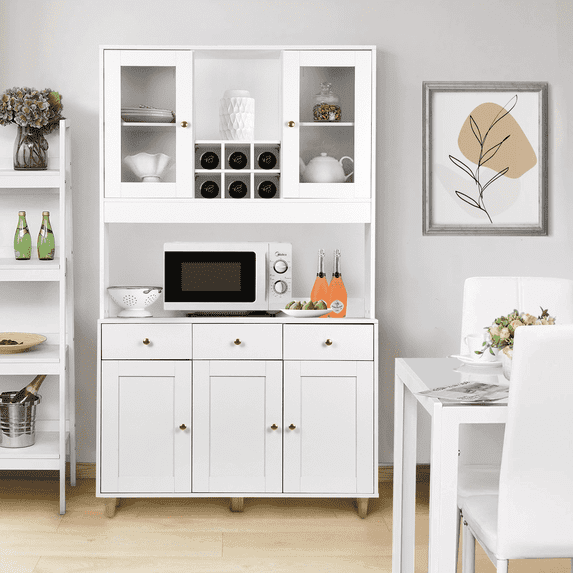 RichYa Modern 71.2" Tall Kitchen Pantry Cabinet,Food Pantry,Buffet Cabinet with Storage,Kitchen Hutch,White