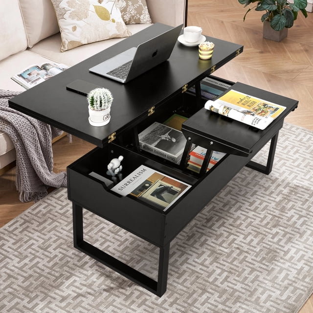 RichYa 3 in 1 Coffee Storage Table with Lift Top, Functional Furniture ...
