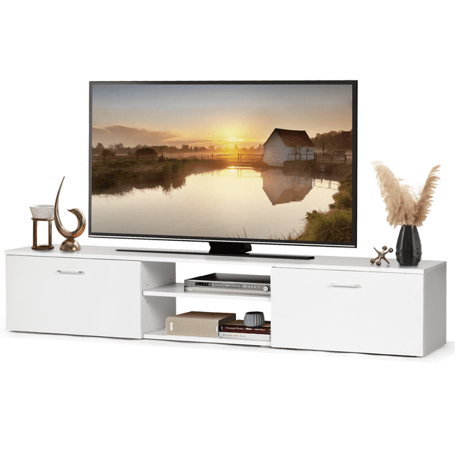 RichYa Modern TV Stand for 55/65/70 Inch TVs, 2 Storage 2 Open