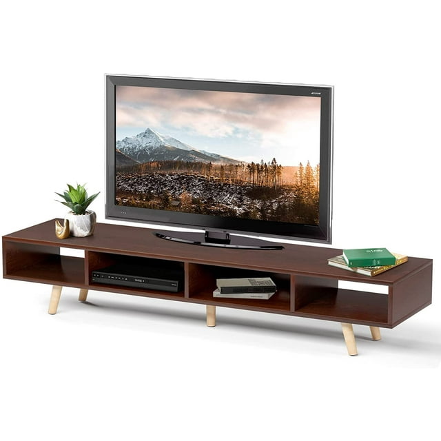 RichYa Modern TV Stand Table for TV up to 65" Walnut Brown
