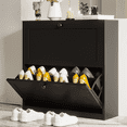 thumbnail image 1 of RichYa Shoe Cabinet for Narrow Entryway Shoe Rack Flip Down Wood 2 Tier for Home and Apartment Black, 1 of 8