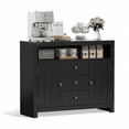 thumbnail image 1 of RichYa Sideboard Buffet Cabinet with Storage with 3 Drawers 2 Doors Wood Coffee Bar for Kitchen Dining Room Entryway Black, 1 of 8