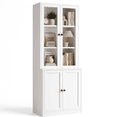 thumbnail image 1 of RichYa 71'' Tall Bookcase with Glass Door, 4 Doors Display Bookshelf with Storage for Home Office,Living Room, 1 of 10