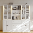 thumbnail image 1 of RichYa 3Pcs Vertical File Cabinet, 3-Tier Modern Bookshelf with 3 Large Drawers, Wood Filing Cabinet with Open Storage Shelf, Glass Doors for Home Office, White, 1 of 7
