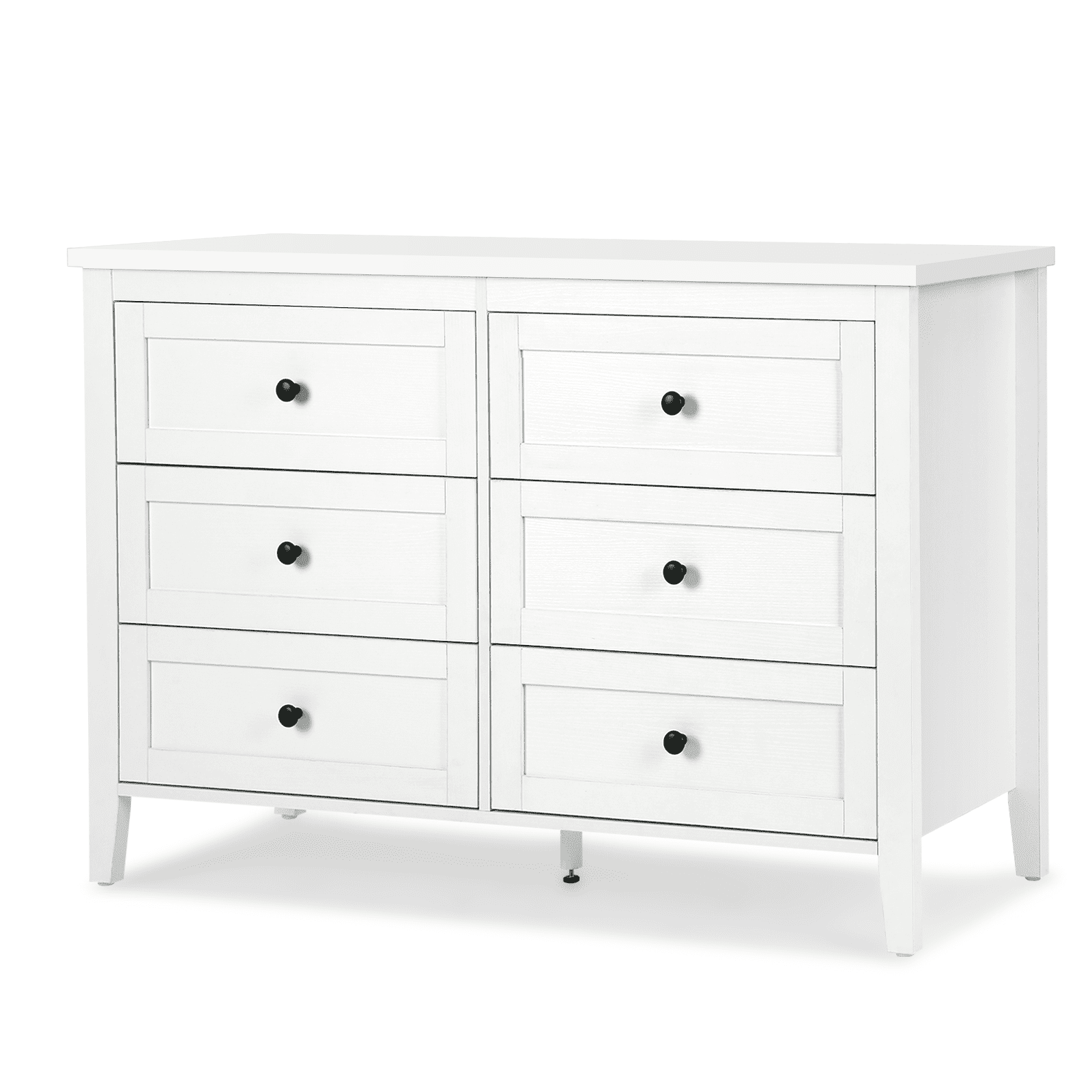 RichYa White Dresser, 6 Double Drawer Dresser for Bedroom with Metal