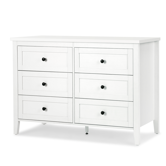 RichYa White Dresser, 6 Double Drawer Dresser for Bedroom with Metal Knobs, MidCentury Dresser