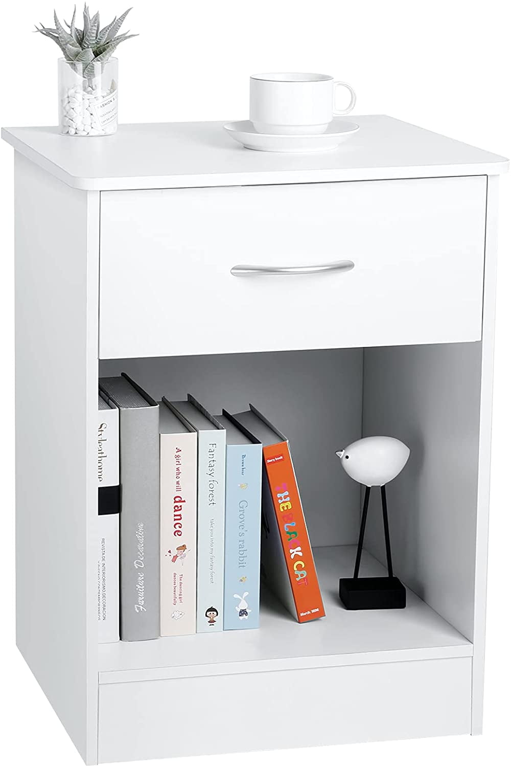  MKYOKO Night Stand, Nightstand for Bedroom with Drawers, Side  Table, Bedside Tables with Open Storage Shelf for Bedroom, Living Room,  Dorm, Easy Assembly (Color : White) : Home & Kitchen