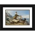 thumbnail image 1 of Richard Ansdell 18x13 Black Ornate Wood Framed Double Matted Museum Art Print Titled - Goatherd on the Rock of Gibralter (1871), 1 of 5