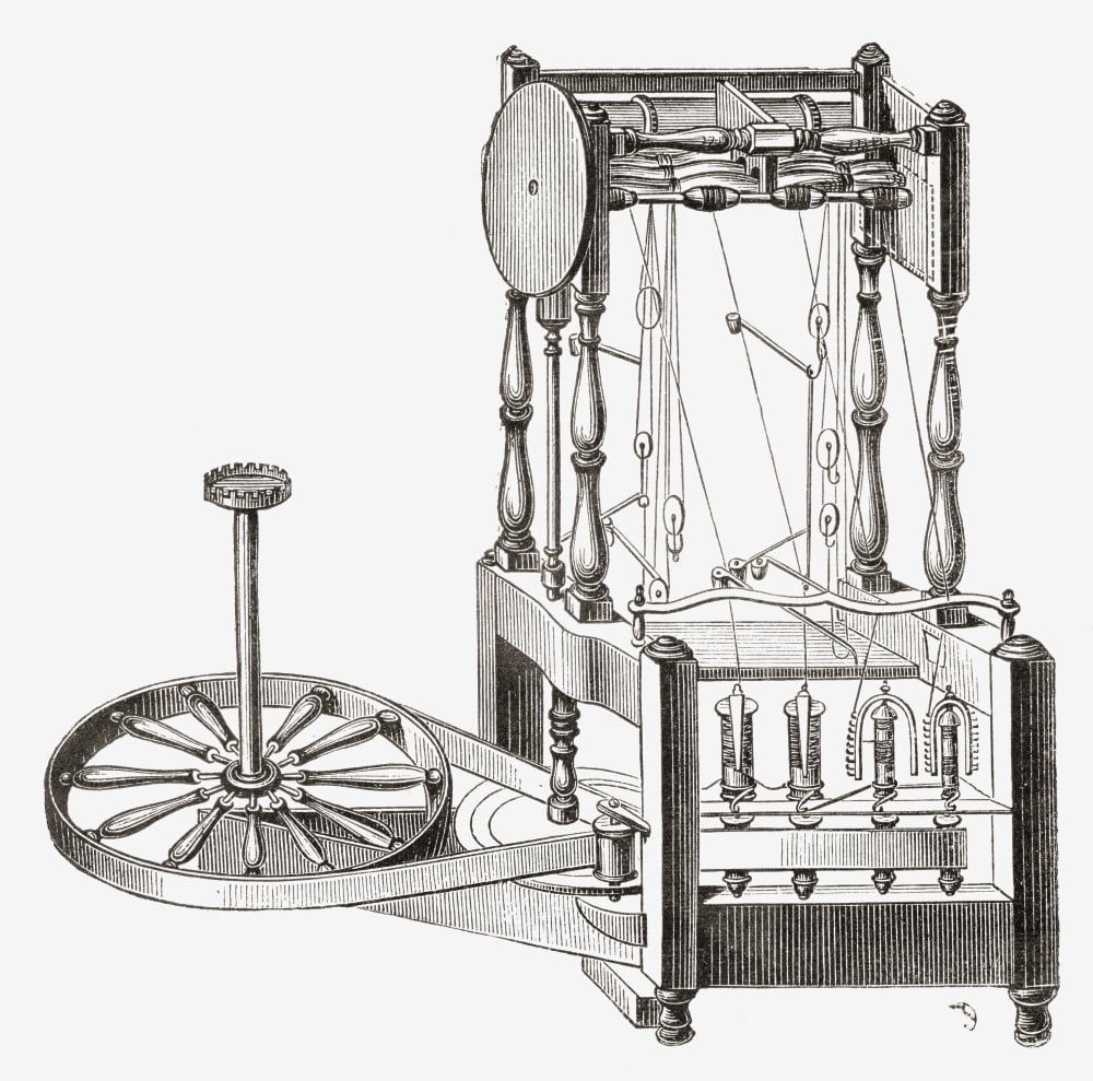 Richard Arkwrights Water Frame From Nuestro Siglo Published 1883 Canvas Art - Ken Welsh Design Pics (24 x 24)