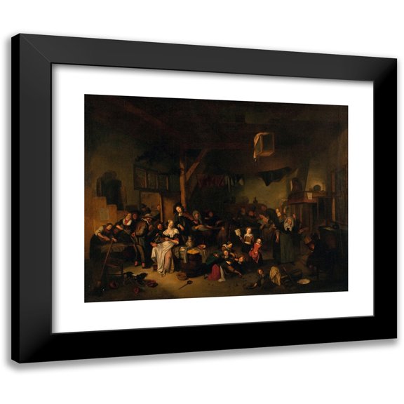 Richard Brakenburgh 14x12 Black Modern Framed Museum Art Print Titled - Tavern Scene (1692)