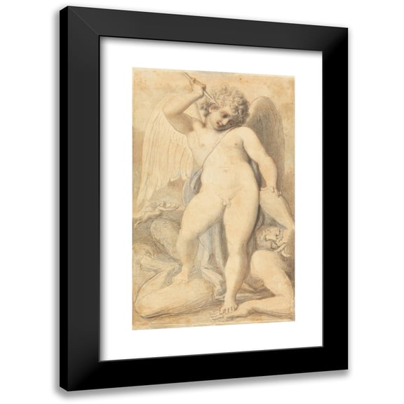 Richard Cosway 10x14 Black Modern Framed Museum Art Print Titled - Cupid Overpowering a Satyr