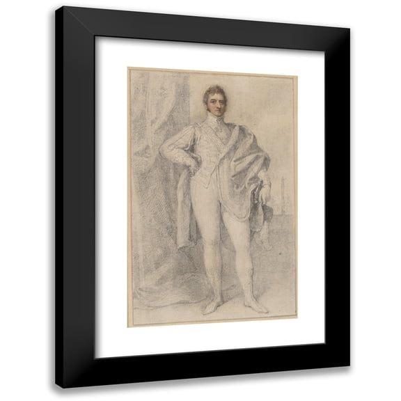 Richard Cosway 11x14 Black Modern Framed Museum Art Print Titled - Portrait of George, 5th Duke of Marlborough, with Blenheim in the Distance (1817-21)