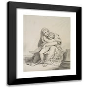 Richard Cosway 12x14 Black Modern Framed Museum Art Print Titled - Madonna with Child (1742 - 1821)