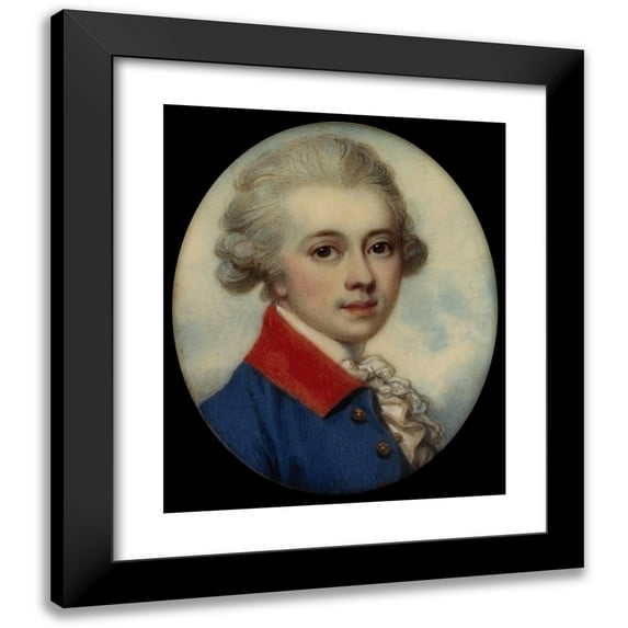 Richard Cosway 12x14 Black Modern Framed Museum Art Print Titled - Portrait of a Gentleman (circa 1780)