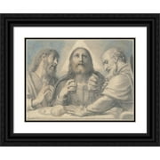 Richard Cosway 14x12 Black Ornate Wood Framed Double Matted Museum Art Print Titled: Supper at Emmaus