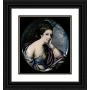 Richard Cosway 15x16 Black Ornate Wood Framed Double Matted Museum Art Print Titled - Portrait of Mrs. Floyd (circa 1795)