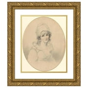 Richard Cosway 15x18 Gold Ornate Wood Frame and Double Matted Museum Art Print Titled - Portrait of a Woman (1790s)
