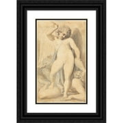 Richard Cosway 16x24 Black Ornate Framed Double Matted Museum Art Print Titled: Cupid Overpowering a Satyr