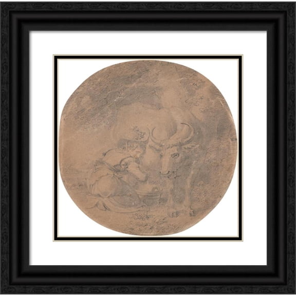 Richard Cosway 20x20 Black Ornate Framed Double Matted Museum Art Print Titled: Mrs. Cosway as the Milkmaid