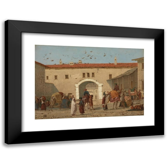 Richard Dadd 18x14 Black Modern Framed Museum Art Print Titled - Caravanserai at Mylasa in Asia Minor