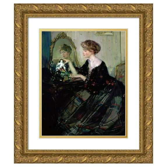 Richard E. Miller 12x14 Gold Ornate Wood Frame and Double Matted Museum Art Print Titled - The Chinese Statuette (C.1910)