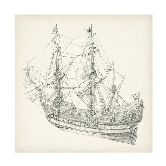 Richard Foust 'Antique Ship Sketch I' Canvas Art