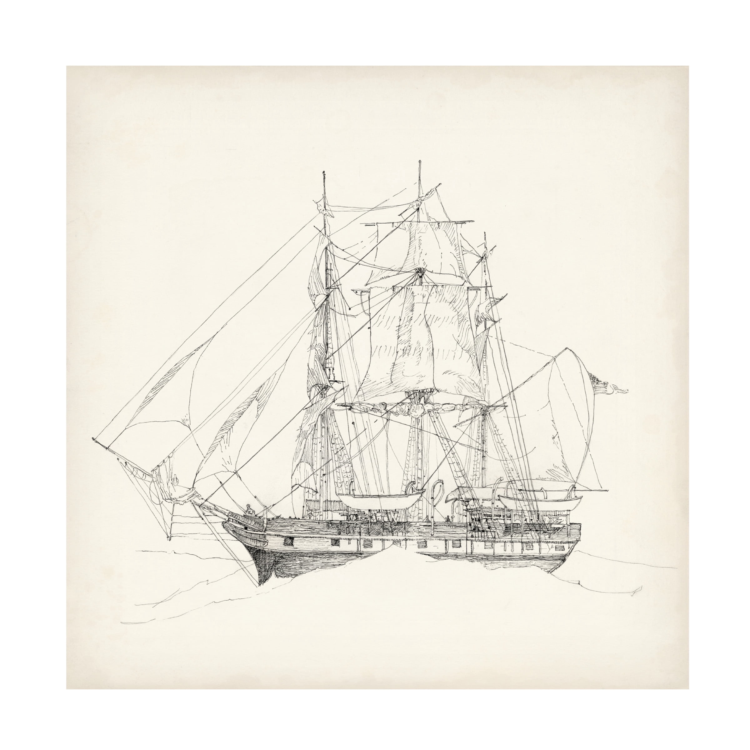 Richard Foust 'Antique Ship Sketch II' Canvas Art
